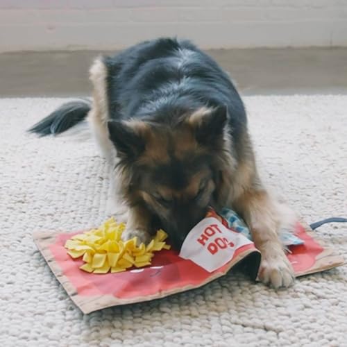 Outward Hound by Nina Ottosson Activity Matz Fast Food Fun Plush Dog Puzzle Mat Dog Enrichment Dog Toy, Level 2 Intermediate, Multicolored - color: Activity Matz Fast Food