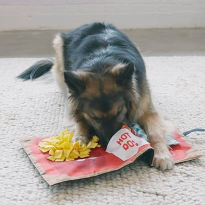 Outward Hound by Nina Ottosson Activity Matz Fast Food Fun Plush Dog Puzzle Mat Dog Enrichment Dog Toy, Level 2 Intermediate, Multicolored - color: Activity Matz Fast Food