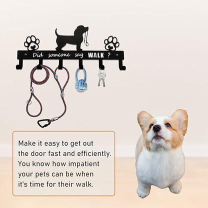 Dog Leash Holder for Wall, Key Holder Wall Mount with Did Someone Say Walk - Dog Stuff Storage Organizer Key Organizer Wall for Living-Room Entryway