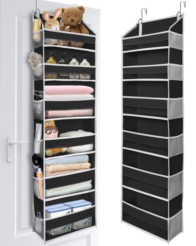 ULG Over The Door Organizer with 6 Large Pockets 12 Side Pockets, 50lbs Weight Capacity Door Hanging Organizer for Bedroom, Bathroom Black - color: Black, size: 1 Pack