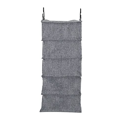 Household Essentials 10 Pocket Double Hang Canvas Shoe Organizer Side‑by‑Side Hanging Storage, Gray - color: Gray