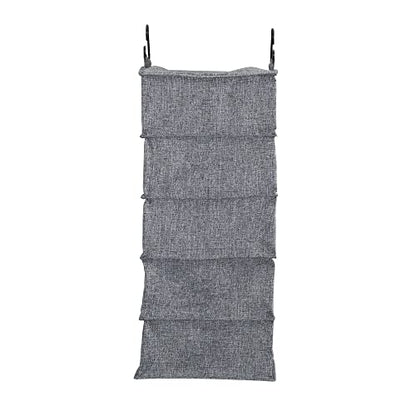 Household Essentials 10 Pocket Double Hang Canvas Shoe Organizer Side‑by‑Side Hanging Storage, Gray - color: Gray