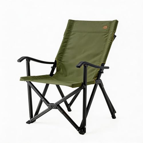 IKURAM Outdoor Camping Chair, Portable Folding Chair, Lightweight Compact Design for Beach, Lawn & Sports, Outdoor Gear, 250 LBS Capacity, Green - color: Green