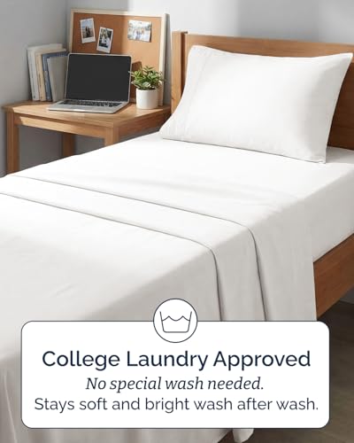Twin XL 4 Piece Sheet Set - Comfy Breathable & Cooling - Soft Hotel Luxury Bedding Set with 8-16 Inch Deep Pockets - 1 Flat & 1 Fitted Sheet & 2 Pillowcases - Wrinkle Free & Easy Care - Antique White - color: 02 - Antique White, size: Twin XL