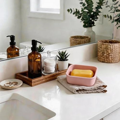 Travel Soap Case, Leakproof Soap Box Container, Square Shampoo Bar Case with Draining Layer, Slip-Resistant Portable Bar Soap Holder for Travel, Camp, Gym (Peach Pink) - color: Peach Pink