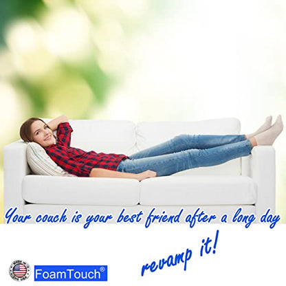 FoamTouch Upholstery Foam Cushion High Density 2 Height x 24 Width x 84 Length Made in USA, White - size: 2" x 24" x 84"