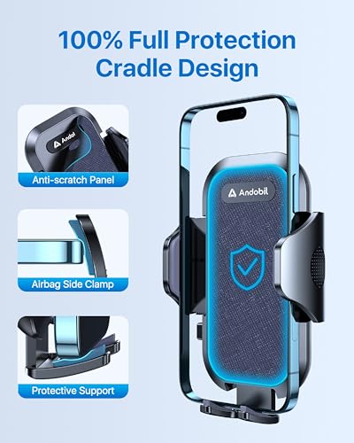 andobil 2026 Upgraded Car Phone Holder Mount for Vent, Military Sturdy Metal Clip Air Vent Phone Holder for Your Car Easy Used Cell Phone Car Mount, Blue - color: Blue