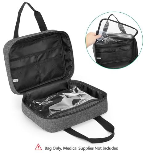 CURMIO Small First Aid Bag, Empty Emergency Trauma Kit Organizer Bag for Hiking, Camping, Car, Travel, Home and Outdoor, Gray, BAG ONLY, Patent Pending - color: Gray
