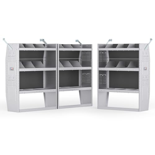 AA Products Inc. SH-4303(3) Steel Van Shelving Storage System Fits for NV200, Transit Connect 2014+ and Chevy City Express, Set of 3 Van Shelving Unit, 32" W x 43" H x 13" D