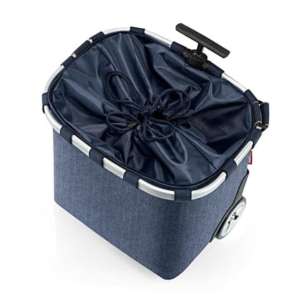 reisenthel carrycruiser Herringbone Dark Blue - Portable Shopping Trolley with Sturdy Aluminum Frame, Shoulder Strap and Removable mesh Inner Bag -Water-Repellent - color: Herringbone Dark Blue