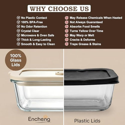 5 Pack 35 oz Glass Meal Prep Containers, Plastic-Free Glass Food Storage Containers with Lids, 4.4 Cups Airtight Glass Lunch Containers for Leftovers, Microwave, Oven, Freezer and Dishwasher - size: 35oz