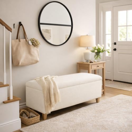 HomePop 42" Sherpa Storage Bench - Cream - color: Cream Sherpa