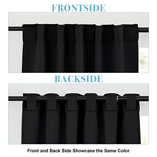 RYB HOME Small Window Curtains - Blackout Insualting Privacy Curtains for Kids Bedroom Kitchen Bathroom Basement Cafe Cabinet Tiers Drapes, 34 Width x 30 Length, 2 Panels, Black - color: Black, size: 34"W x 30"L (Pack of 2)