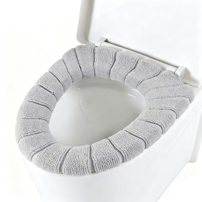 Bathroom Soft Thicker Warmer Stretchable Washable Cloth Toilet Seat Cover Pads 3PCS - color: 3color