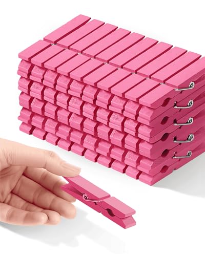 Pink Clothes Pins for Baby Shower 2.9" 50 Pack (Colored Clothespins Cheer Pin for Backpacks Decorations Team Games Decorative Crafts Pegs Photos Pictures Decoration Clip Clothing Hanging Closepins) - color: Hot Pink
