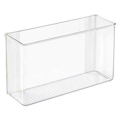 mDesign Plastic Adhesive Mount Storage Organizer Container for Kitchen or Pantry Wall Organization - Space Saving Holder for Sandwich Bags, Foil - 11" Wide - Ligne Collection - Clear - size: 11 x 3.5 x 6.5 (Pack of 1)