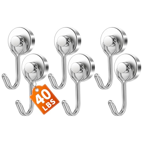 FINDMAG Strong Magnetic Hooks, 40lbs+ Magnetic Hooks Heavy Duty 2026 Cruise Ship Essentials, Strong Neodymium Magnet Hooks for Classroom, Home, Refrigerator, Locker Accessories, 6 Pack, Silver - color: Silver, size: 6Pack 40Lbs+