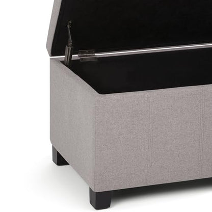 SIMPLIHOME Dover Storage Ottoman Bench - 36 inch Wide Upholstered Linen Look Fabric Rectangular Lift-Top Ottoman in Cloud Grey, Contemporary Bench for Living Room with Safety Hinges - color: Cloud Grey