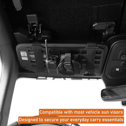 Hooke Road MOLLE Sun Visor Panel - Universal Rigid Tactical Gear Organizer | EDC Pouch & Tool Storage Shelf | Interior Accessory for Most SUVs, Trucks, Vehicles