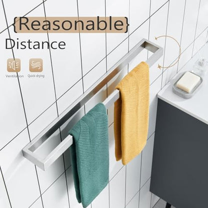 KOKOSIRI Towel Bar Brushed Nickel Bath Towel Hanger Holder 24-Inch Kitchen Rack Stainless Steel for Bathroom Hardware Wall Mount, 1 Pack B4008BR-L24 - color: Brushed Nickel, size: 24-Inch