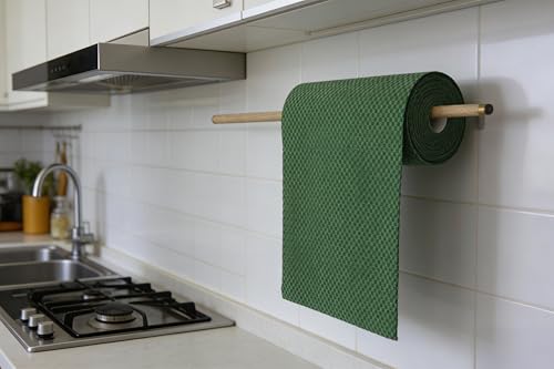 Microfiber Cleaning Cloths Roll 50-Pack Reusable Paper Towels for Car Wash Supplies Ultra Absorbent Kitchen Dish Rags House Window Cleaning Cloths Lint Free Tear away (Emerald-Green checkered pattern) - color: Emerald-green Checkered Pattern