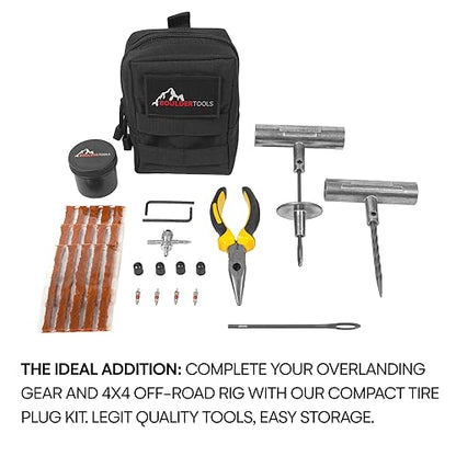 Boulder Tools - Compact Tire Repair kit with Molle Storage Pouch. Heavy Duty Universal Tire Plug Kit, Easily Stores Inside Your UTV, ATV, Truck, Motorcycle, Overlanding Gear or RV