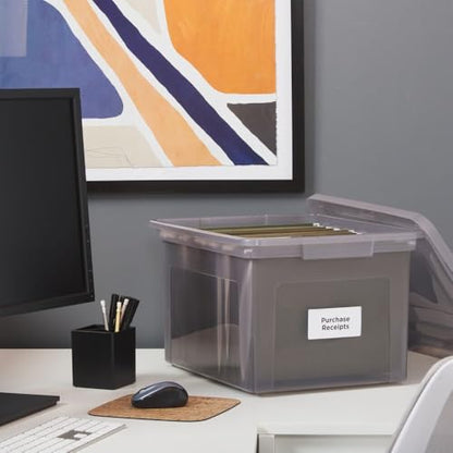 STAPLES File Box Plastic File Box Snap, Letter/Legal Size, Frost Gray, 2/Pack - color: Gray, size: 2 Pack, style: Box (Snap Lid)