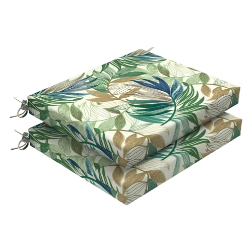 DYTXIII Set of 2 Outdoor Chair Cushions, Water Resistant 18.5"x16"x2" Square Seat Cushion for Patio Dining Chairs, High-Density Replacement Pads for Indoor Outdoor Furniture - Lush Leaf Green - color: Lush Leaf Green, size: Set of 2