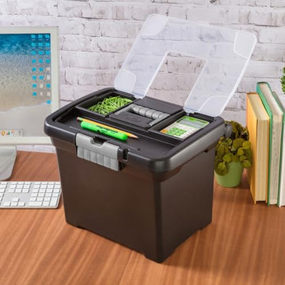 Sterilite Portable Lockable File Box Organizer with Handle and Clear Lid (12 Pack) - size: 12 Pack
