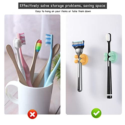 iBetterLife Silicone Toothbrush Shower Holder - 6Pcs Self Adhesive Wall Mounted Single Hook for Hanging Tooth Brushing, Functional Utility Plug Holder for Bathroom Kitchen Living Room Office, Yellow - color: Yellow