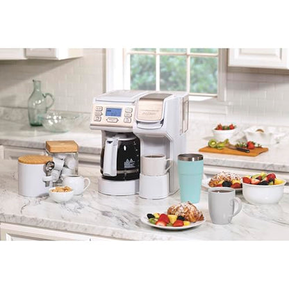 Hamilton Beach FlexBrew Trio 2-Way Coffee Maker, Compatible with K-Cup Pods or Grounds, Combo, Single Serve & Full 12 Cup Coffee Pot, White, Fast Brewing, Removeable Reservoir - color: White, Fast Brewing, Removable Reservoir
