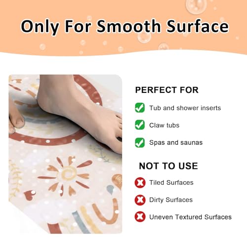 Topotdor Baby Bathtub Mat Non Slip for Kids, 40 X 16 Inch Cute Cartoon Bath Tub Shower Mat Anti Slip with Suction Cups & Drain Holes, Boho Rainbow - color: Boho Rainbow
