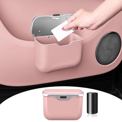 HOLDCY Car Trash Can, Waterproof Multi‑Functional Auto Trash Bin for Door/Console/Seat Back, Universal Vehicle Garbage Can for Car/Truck/SUV Drivers (Pink) - color: Pink