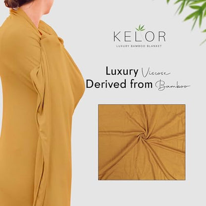 K E L O R Luxury Cooling Travel Blanket - Stretchy, Lightweight Soft & Breathable Shawl Wraps for Women - color: Golden, size: Single-Sided
