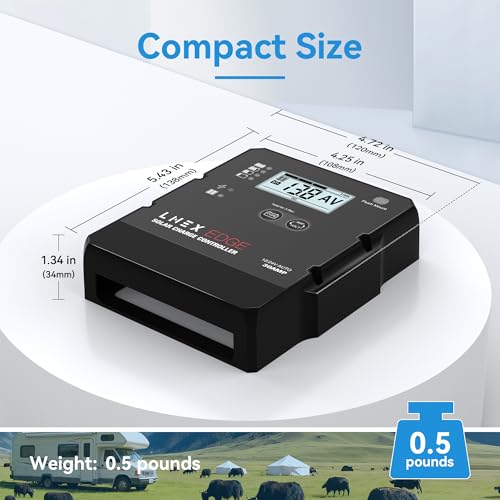 LNEX Solar Charge Controller with Flush Mount Design, 6 Stage Charging with LCD Display 12V/24V Auto PWM Controller 30A for LiFePO4, AGM, Gel, Flooded and Lithium Battery - style: 30A Flush Mount
