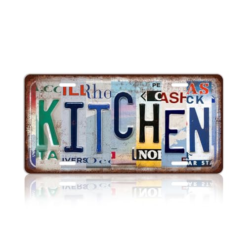 Vintage Kitchen Metal Tin Sign License Plate Wall Decor for Home 12 x 6 Inches - color: Plate-03