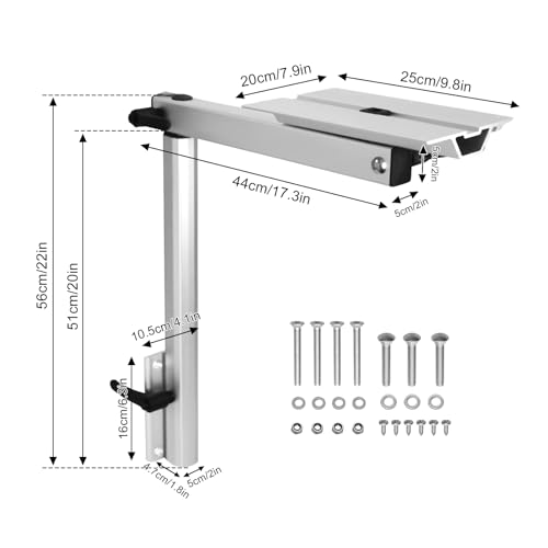 Caravan Folding Table Kit 595x580mm, Swivel Arm Leg System, Space Saving Black Folding Plywood Top for Motorhome, Camper Van Conversion, RV, Boat Interior (Silver Table Leg) - color: Silver Table Leg