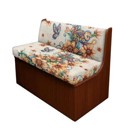 Rv Dinette Cushion Covers Lightweight Furniture Protector for Rv Camper Car Bench Cover with Boho Flower Butterfly Print - Rv Couch Cover Replacement for Rv Camper - color: Boho Flower Butterfly
