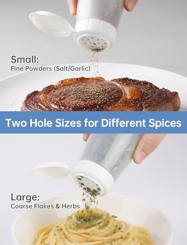 NiHome Dual-Hole Spice Bottles Set - Small & Large Hole Shakers for Powder and Granular Seasonings, BPA-Free Food-Grade Plastic, Transparent Sealed Jars for Camping, Picnic, BBQ (4PCS)