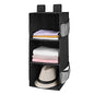 MAX Houser 3-Shelf Hanging Closet Organizer, Hanging Sweater Organizer, Foldable Hanging Shelves for Closet with 2 Velcro, Black - color: Black