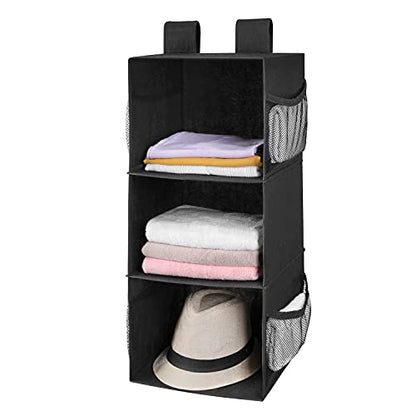 MAX Houser 3-Shelf Hanging Closet Organizers, Collapsible Closet Hanging Shelves for Camper, Nursery Hanging Organizers, Black, 2-Pack - color: Dark