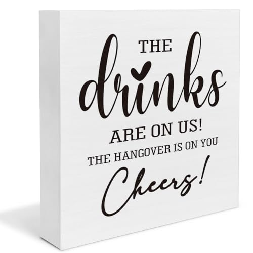 Funny Bar Sign, Bar Decorations for Home, Cheers Wooden Sign Bars and Pubs Decorations, Gifts for Coworkers New Couples Friends - color: THE