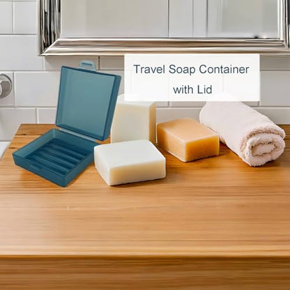 Soap Container, Shower Square Bar Holder Fit Handmade Soap, Travel Soap Case (Matt Blue) - color: Matt Blue