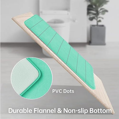 EAL Memory Foam Bath Mat Set - 3 Piece Non-Slip, Absorbent Shaggy Mats, Machine Wash, Perfect Plush, U-Shaped Toilet Rug & Living Rug - color: Stripe-teal