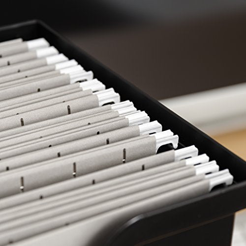 IRIS USA Large Portable Desktop File Box with Open Lid, 4 Pack, Side Handles, Hanging File Folders, Tabs & Inserts, Letter Size, Magazines, Newspapers, Mail, Books, Notebooks, Black - size: 4 - Pack, style: Open Top Bin (L - Black)