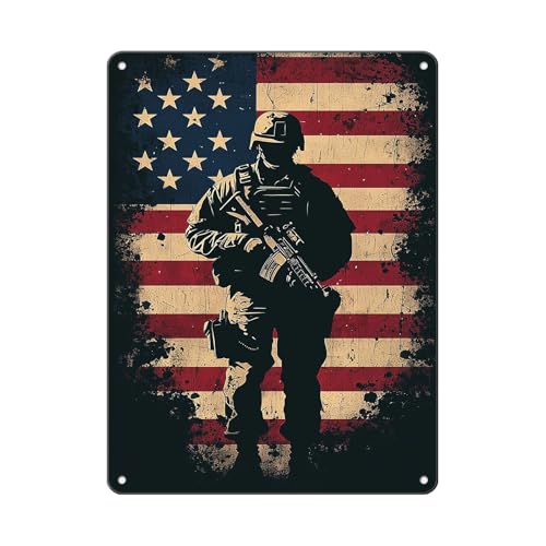 Patriotic Metal Tin Sign Funny American Flag Vintage Wall Art Rustic Decor for Man Cave Garage Bar Party Outdoor Patriotic Man Sign 12 * 16in - color: Vintage Metal Sign 05, size: 30X40cm(12*16in)
