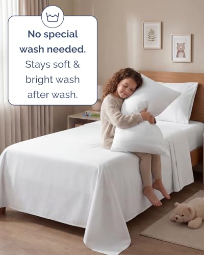 Twin 4 Piece Sheet Set - Comfy Breathable & Cooling - Ultra Soft Hotel Luxury Bedding Set with 8-16 Inch Deep Pockets - 1 Flat & 1 Fitted Sheet & 2 Pillowcases - Cozy, Wrinkle Free & Easy Care - White - color: 01 - White, size: Twin