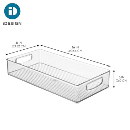 iDesign Stackable Clear Plastic Extra Long Pantry Organizers | Cabinet Storage Bins, For Kitchen - size: 16 x 8 x 3, style: Pack of 1