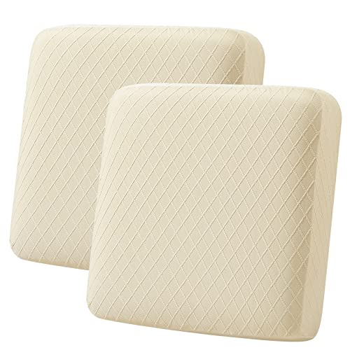 hyha Outdoor Couch Cushion Covers, Sectional Couch Sofa Covers Washable, Jacquard Diamond Lattice, Stretch Sofa Seat Cushion Cover for Indoor/Outdoor Patio Furniture (2 Pieces, Beige) - color: Beige, size: Set (2 Pieces)
