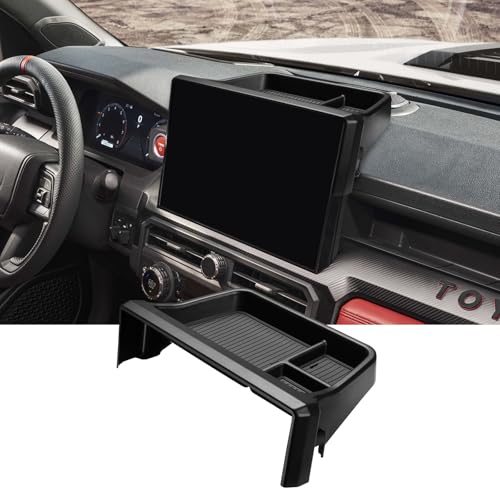 Ecarzo Dashboard Storage Box for Toyota Tacoma 2024 2025 2026, 14-Inch Screen Rear Tray Organizer, ABS Dashboard Storage Tray with Anti-Slip Liner, Center Console Accessory for Daily Essentials - size: Toyota Tacoma 2024-2026 14-Inch Screen Rear Tray